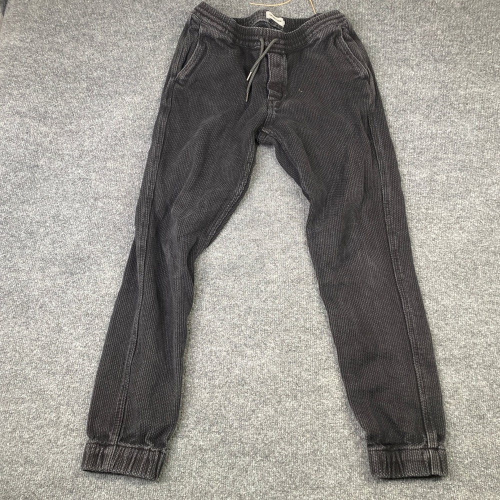 Taylor Stitch Mens Apres Pant Charcoal Waffle Knit Organic Cotton Joggers S